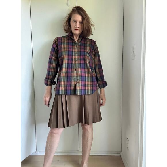 Vintage 90s Plaid Womens Button Down Shirt Size M Cotton Preppy Twee Academia - Picture 7 of 11